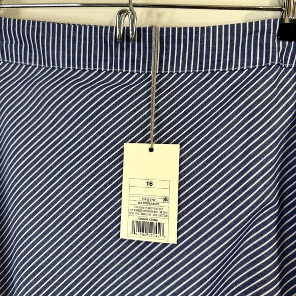 NWT A New Day Blue White Striped Skirt Size 16 Asymmetrical Ruffle - Picture 5 of 10